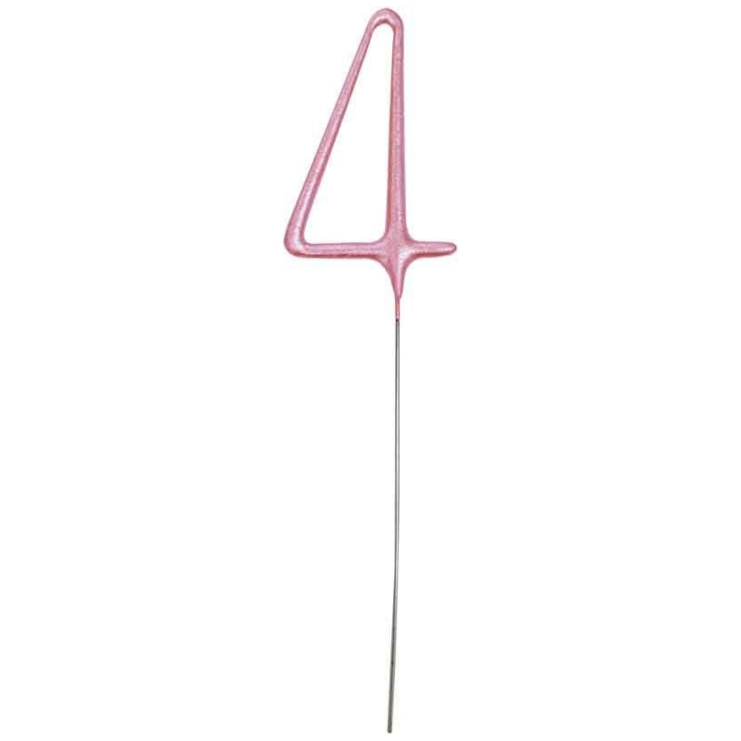 7"/ 18cm NUMERAL 4 PINK GLITZ SPARKLER CANDLE