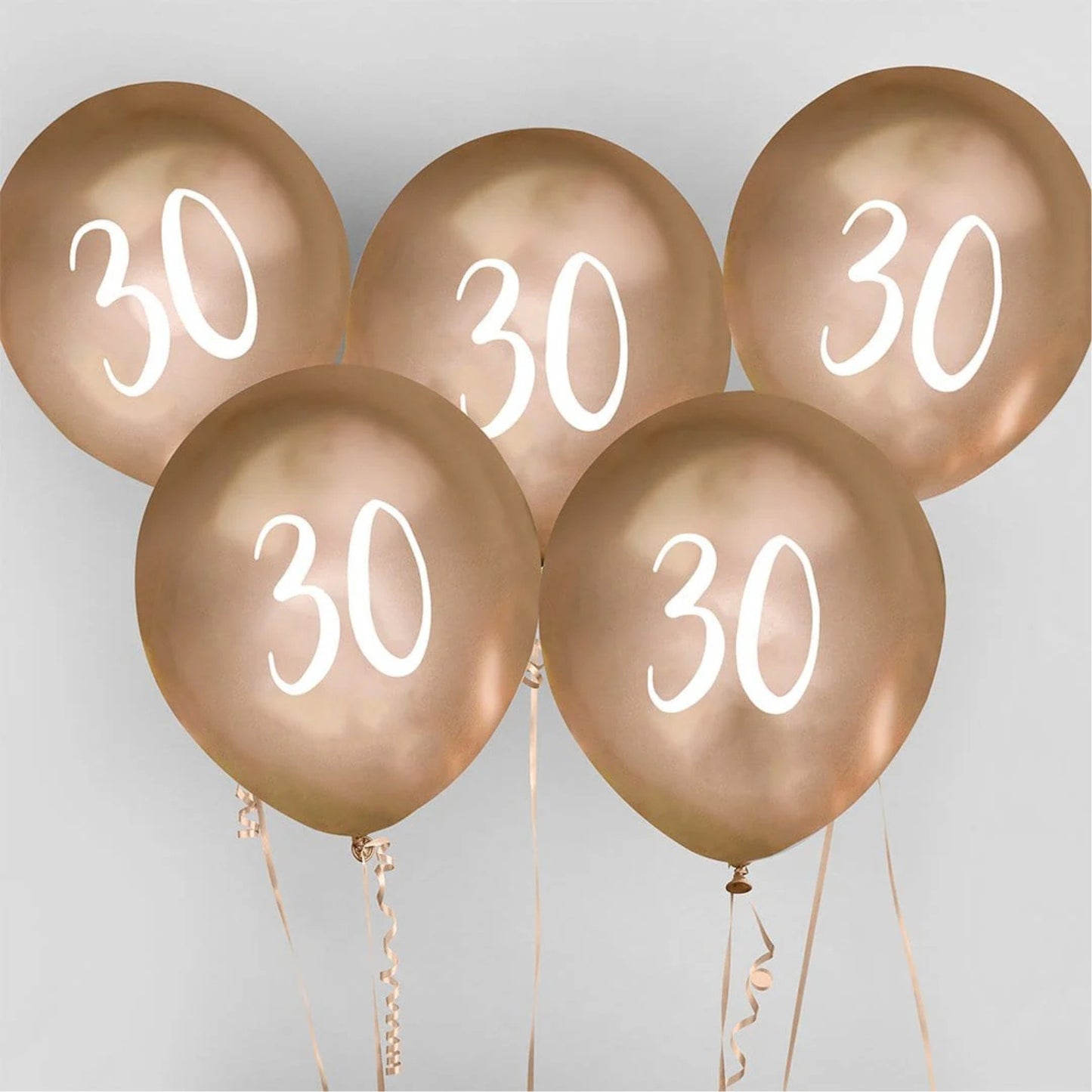 12"/ 30cm GOLD '30' 5 PACK LATEX BALLOONS