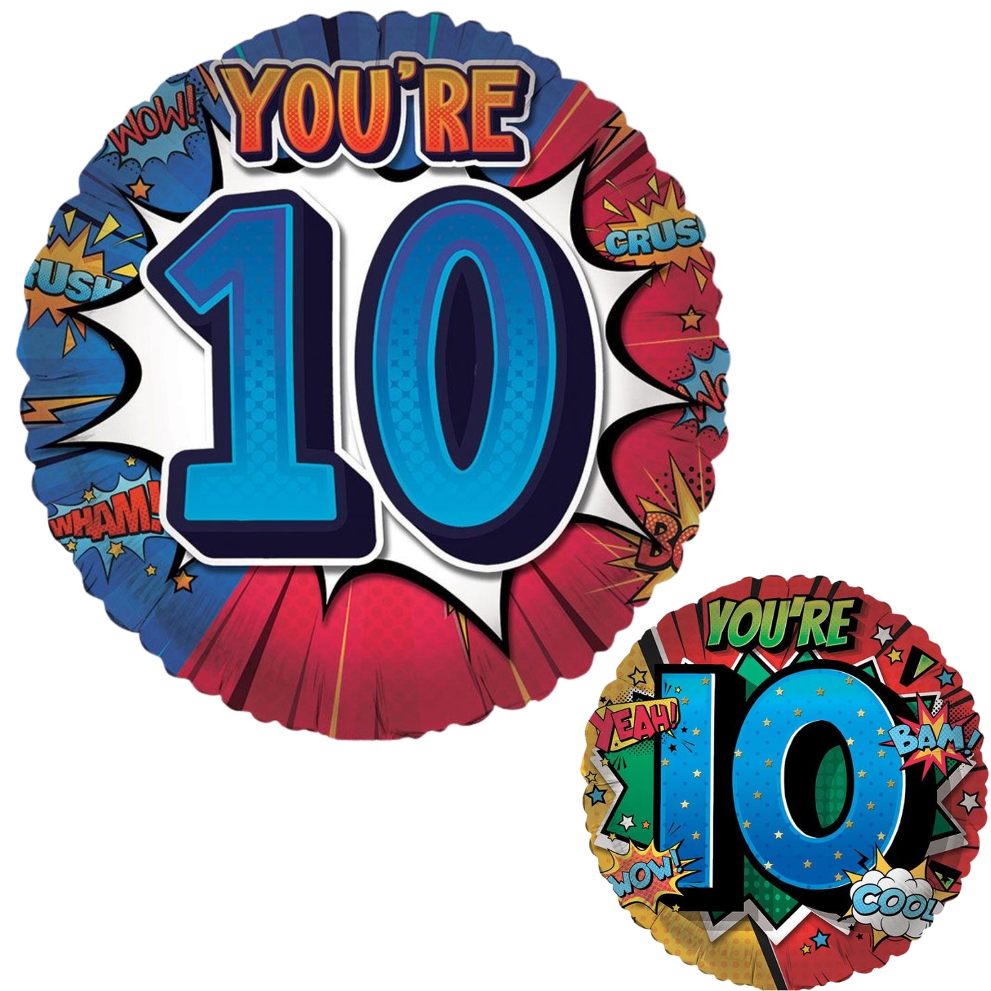 18"/ 46cm AGE 10 MALE DOUBLE-SIDED ROUND FOIL BALLOON