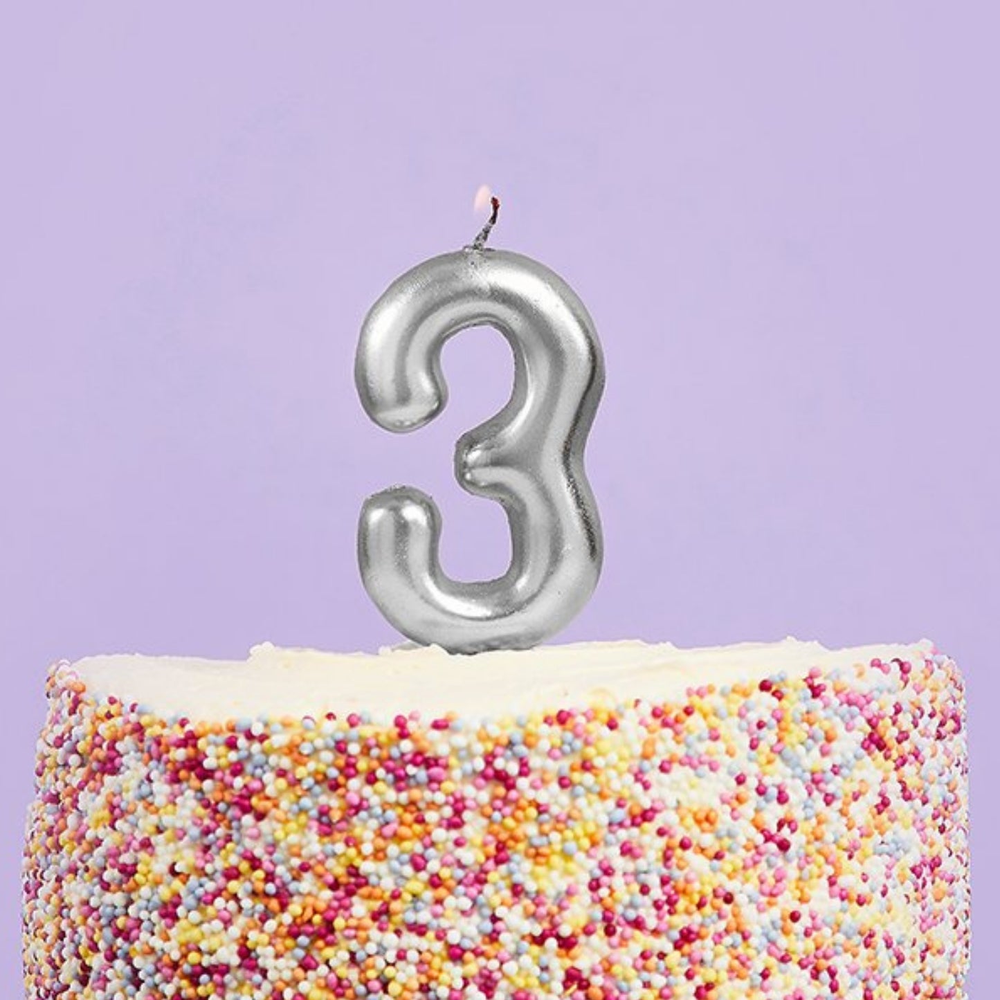 3"/ 8cm SILVER NUMBER '3' CANDLE
