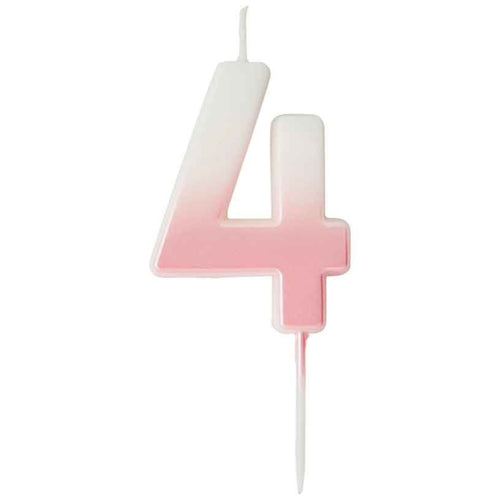 2.4"/ 6.2cm PINK OMBRE NUMBER '4' CANDLE