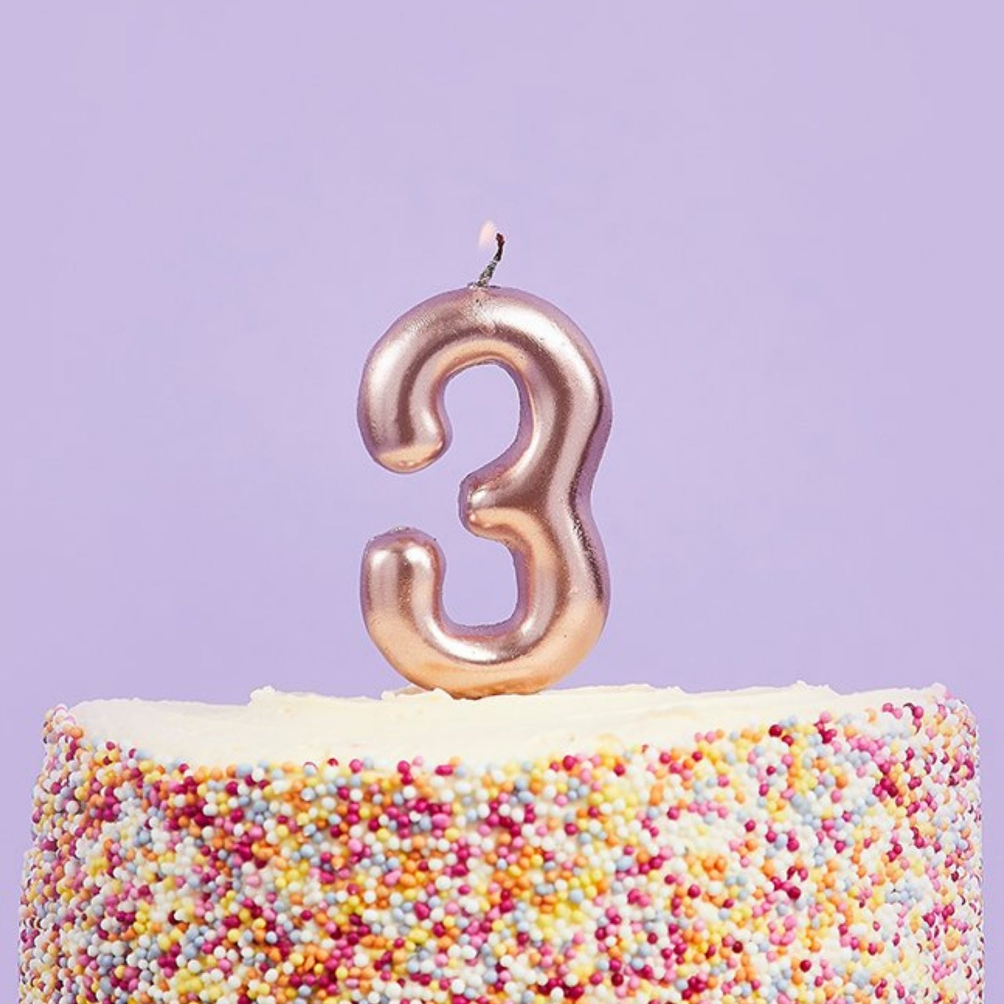 3"/ 8cm ROSE GOLD NUMBER '3' CANDLE