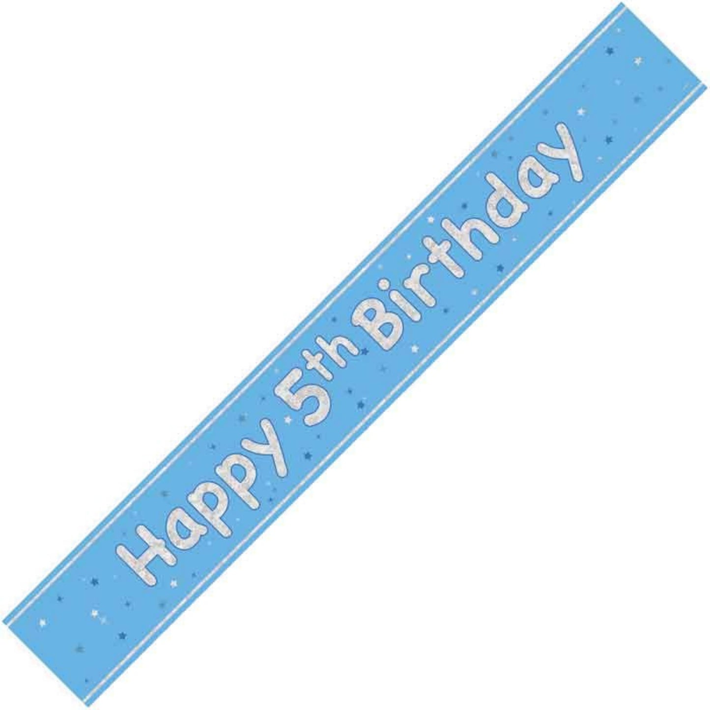 9ft / 2.7m GLITZ BLUE 5TH BIRTHDAY BANNER
