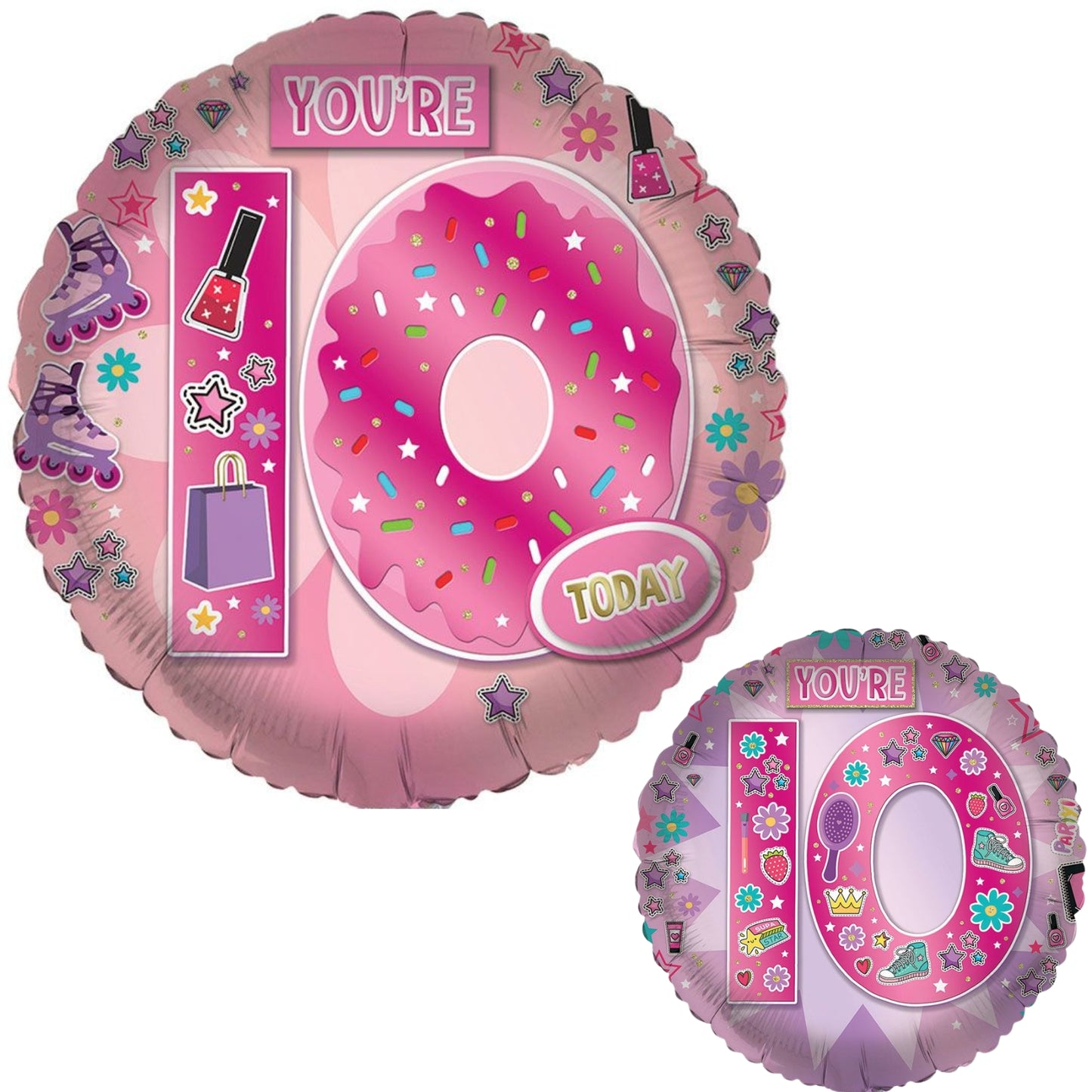18"/ 46cm AGE 10 FEMALE DOUBLE-SIDED ROUND FOIL BALLOON