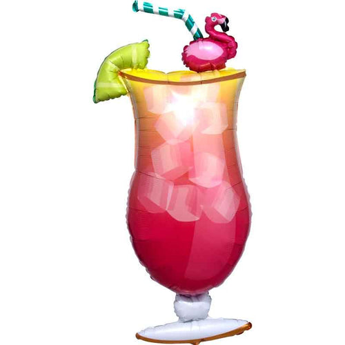 41"/ 104cm FLAMINGLE TROPICAL DRINK SUPERSHAPE FOIL BALLOON