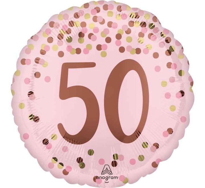 18"/ 46cm PRETTY PINK "50" ROUND FOIL BALLOON