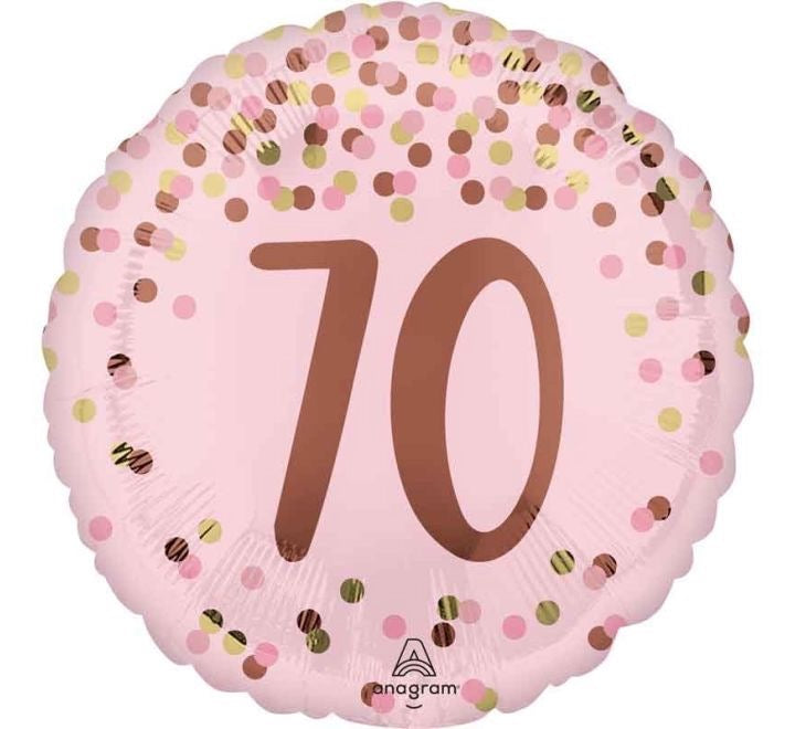 18"/ 46cm PRETTY PINK "70" ROUND FOIL BALLOON
