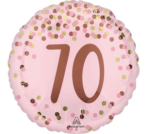 18"/ 46cm PRETTY PINK "70" ROUND FOIL BALLOON