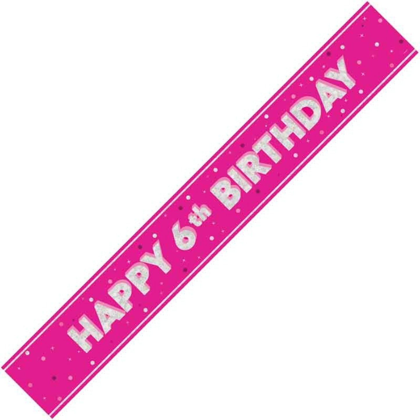 9ft / 2.7m GLITZ PINK 6TH BIRTHDAY BANNER