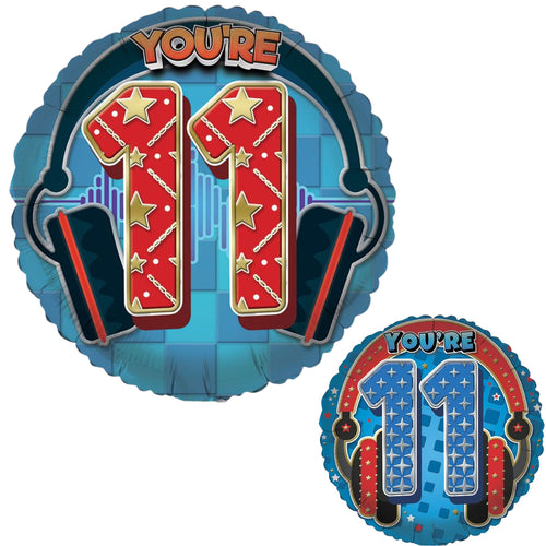 18"/ 46cm AGE 11 MALE DOUBLE-SIDED ROUND FOIL BALLOON