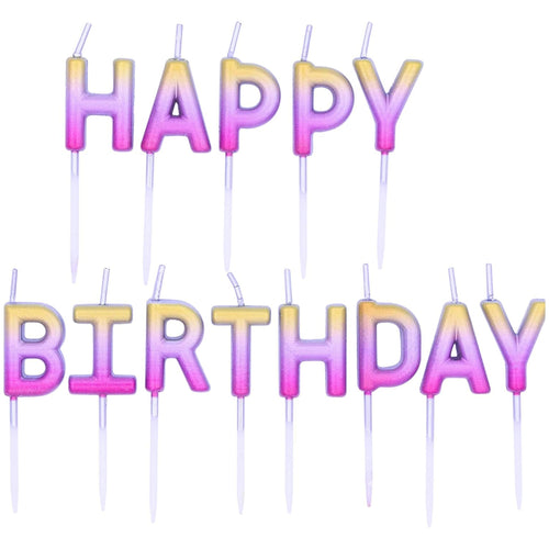 5"/ 13cm ROSE GOLD OMBRE "HAPPY BIRTHDAY" CANDLES