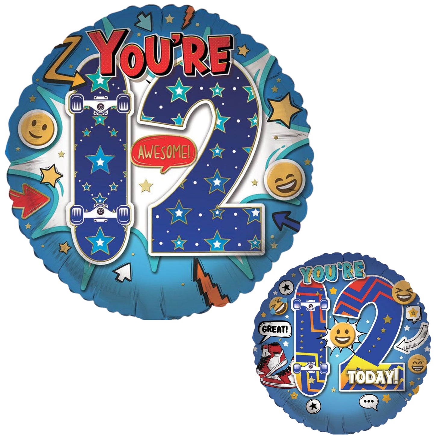 18"/ 46cm AGE 12 MALE DOUBLE-SIDED ROUND FOIL BALLOON
