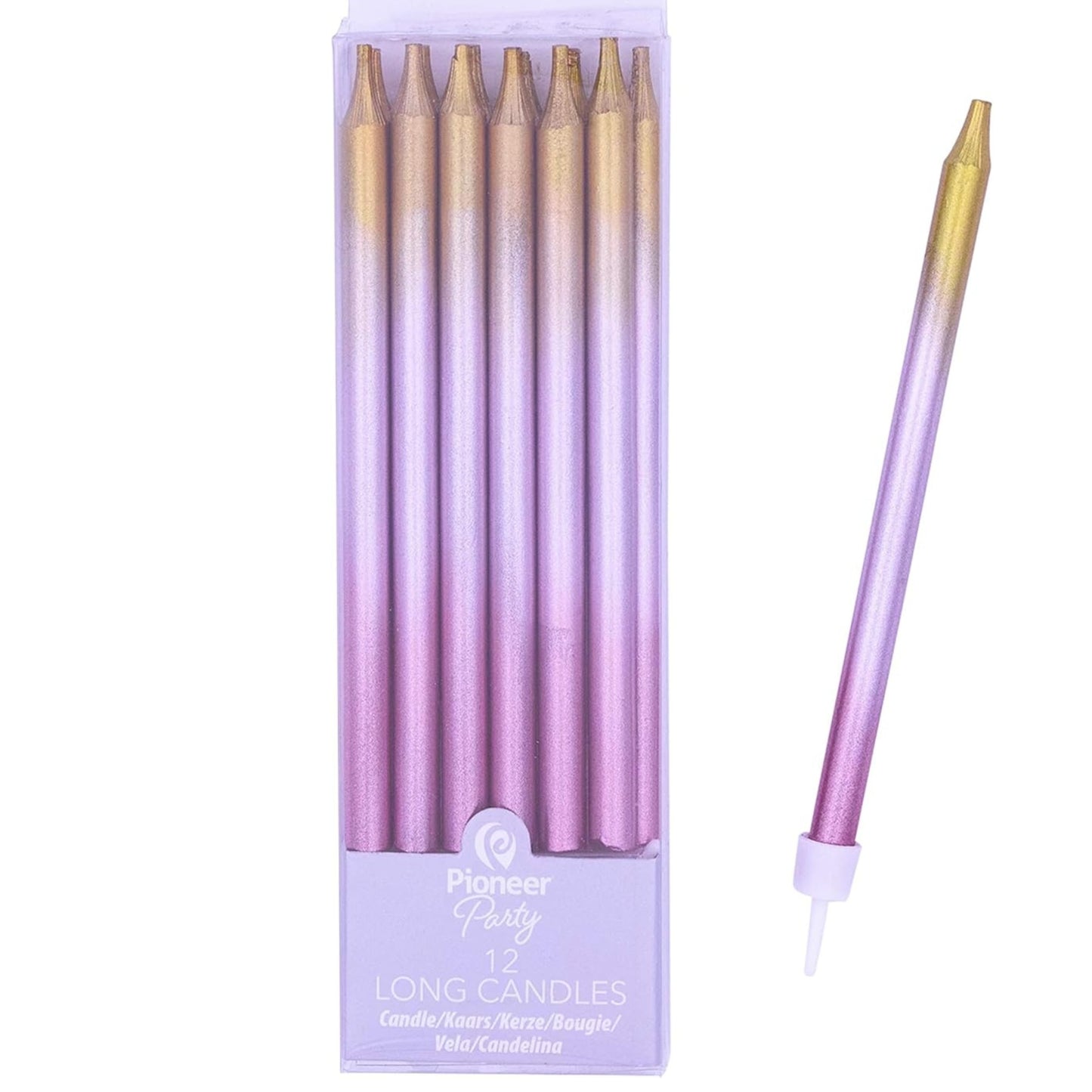 5"/ 13cm ROSE GOLD OMBRE LONG CANDLES (12 PACK)