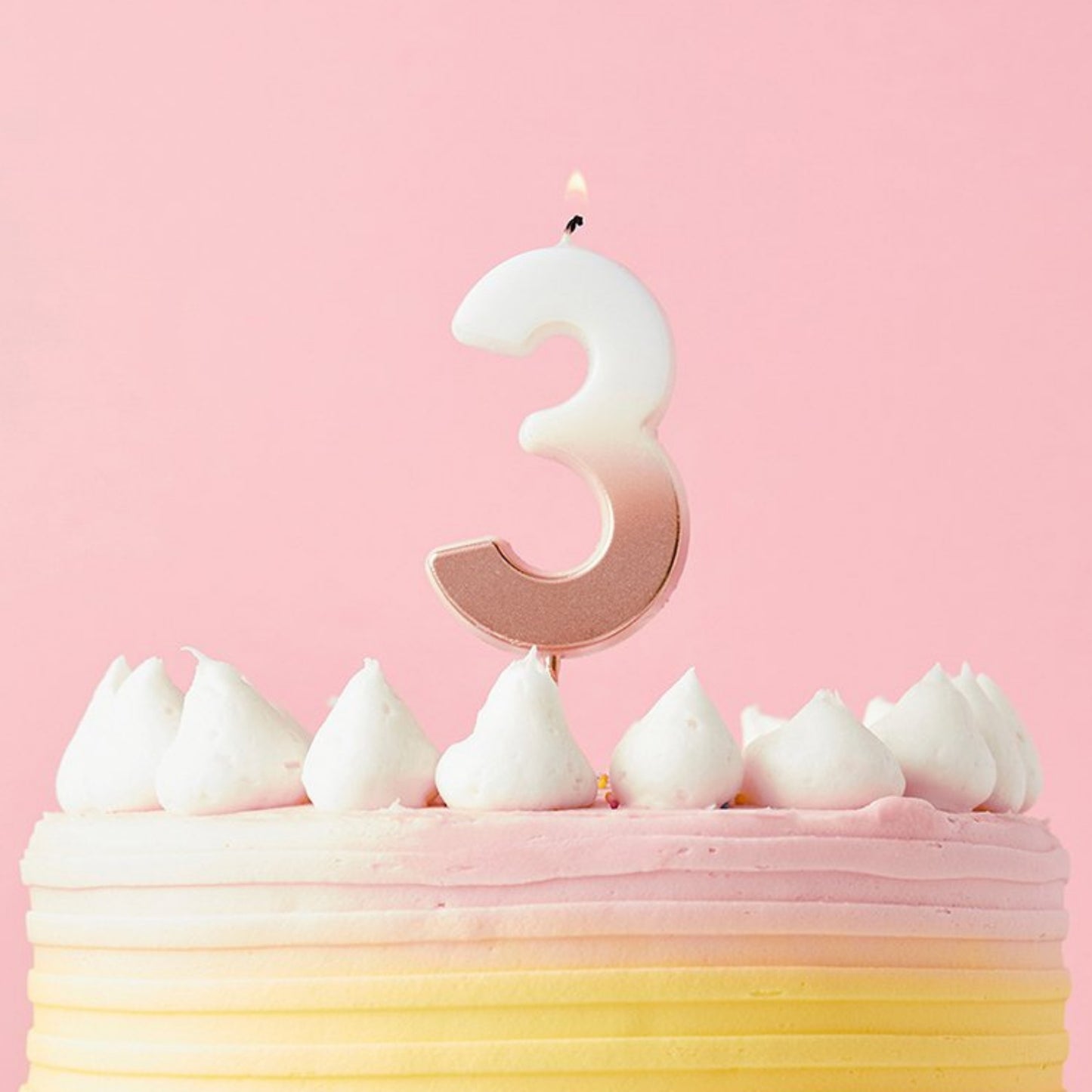 2.4"/ 6.2cm ROSE GOLD OMBRE NUMBER '3' CANDLE