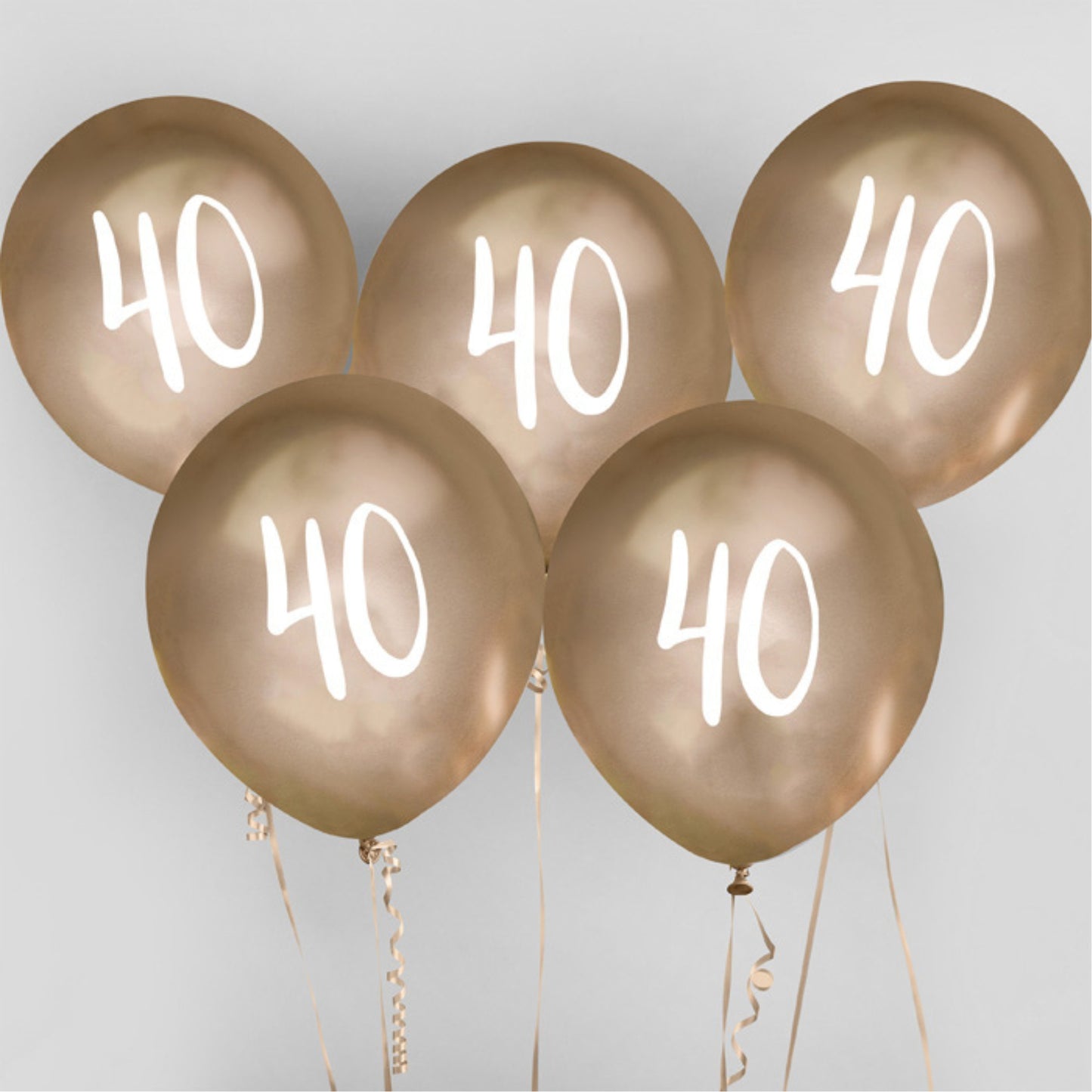 12"/ 30cm GOLD '40' 5 PACK LATEX BALLOONS