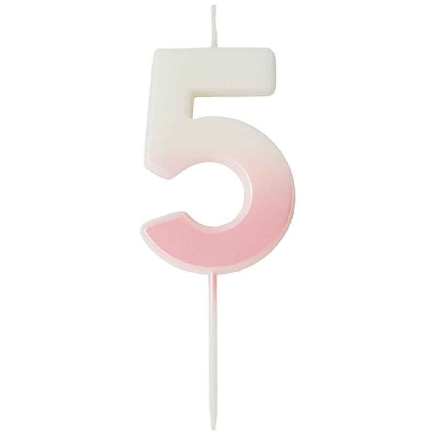 2.4"/ 6.2cm PINK OMBRE NUMBER '5' CANDLE