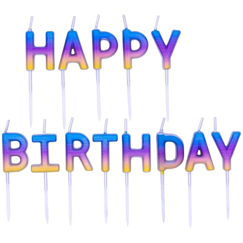 5"/ 13cm RAINBOW OMBRE "HAPPY BIRTHDAY" CANDLES