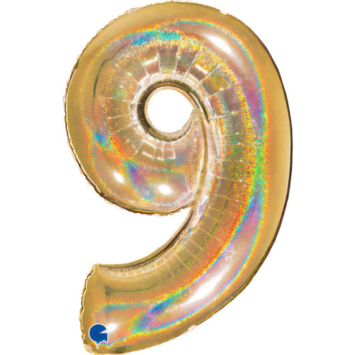 HOLOGRAPHIC GOLD '9' (40"/ 102cm)