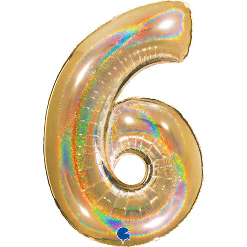 HOLOGRAPHIC GOLD '6' (40"/ 102cm)