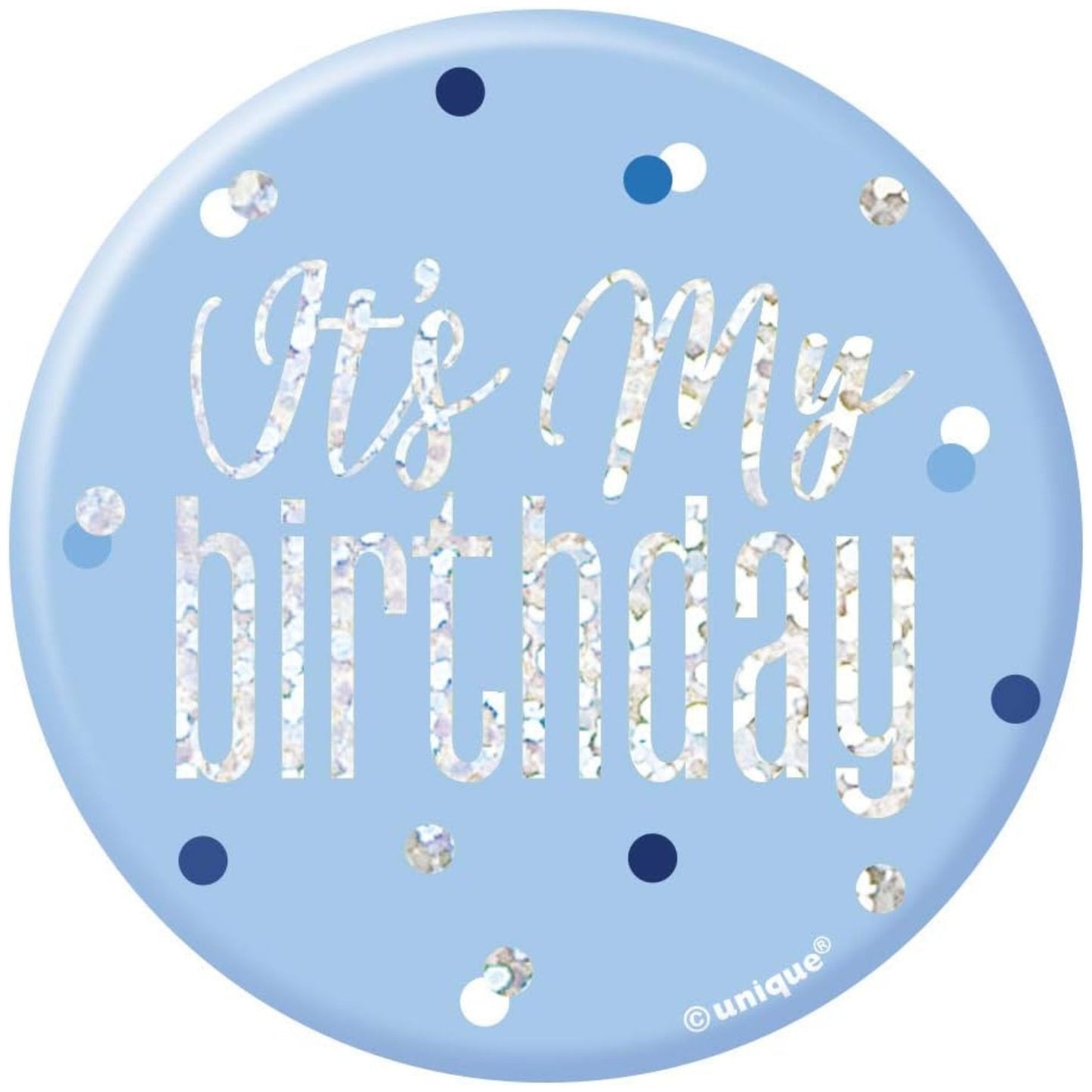 3"/ 8cm GLITZ BLUE HAPPY BIRTHDAY BADGE