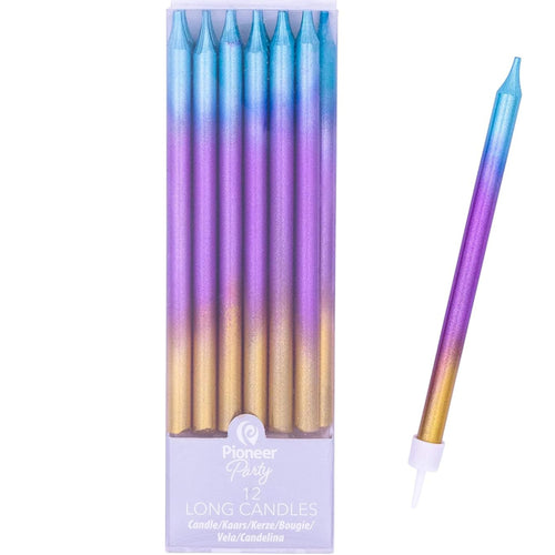 5"/ 13cm RAINBOW OMBRE LONG CANDLES (12 PACK)