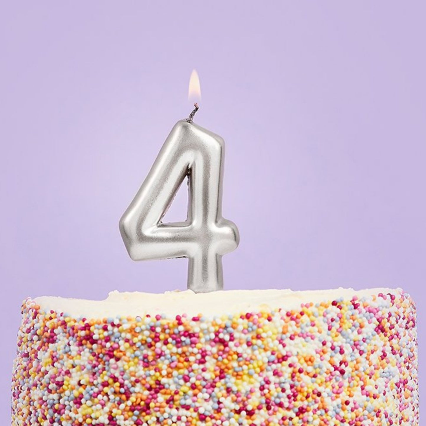 3"/ 8cm SILVER NUMBER '4' CANDLE