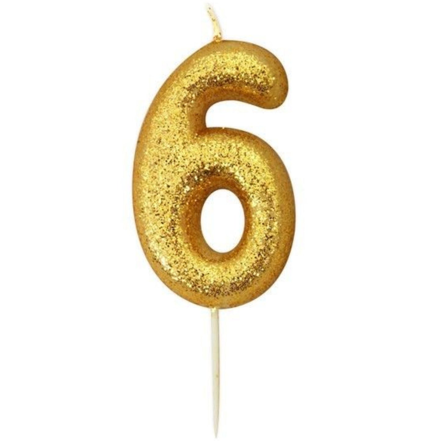 2.8"/ 7cm GOLD NO. 6 GLITTER PICK CANDLE