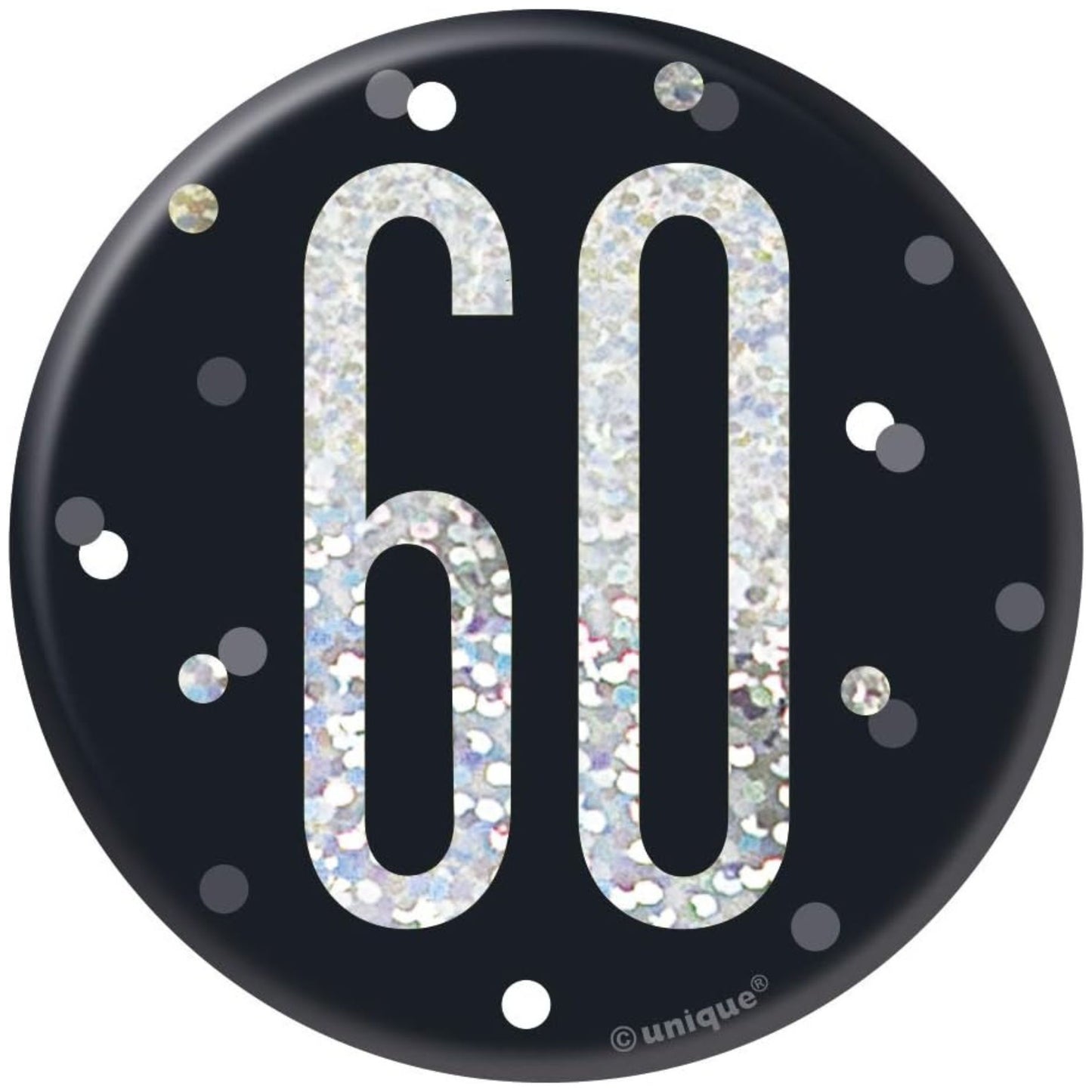 3"/ 8cm GLITZ BLACK 60th BIRTHDAY BADGE