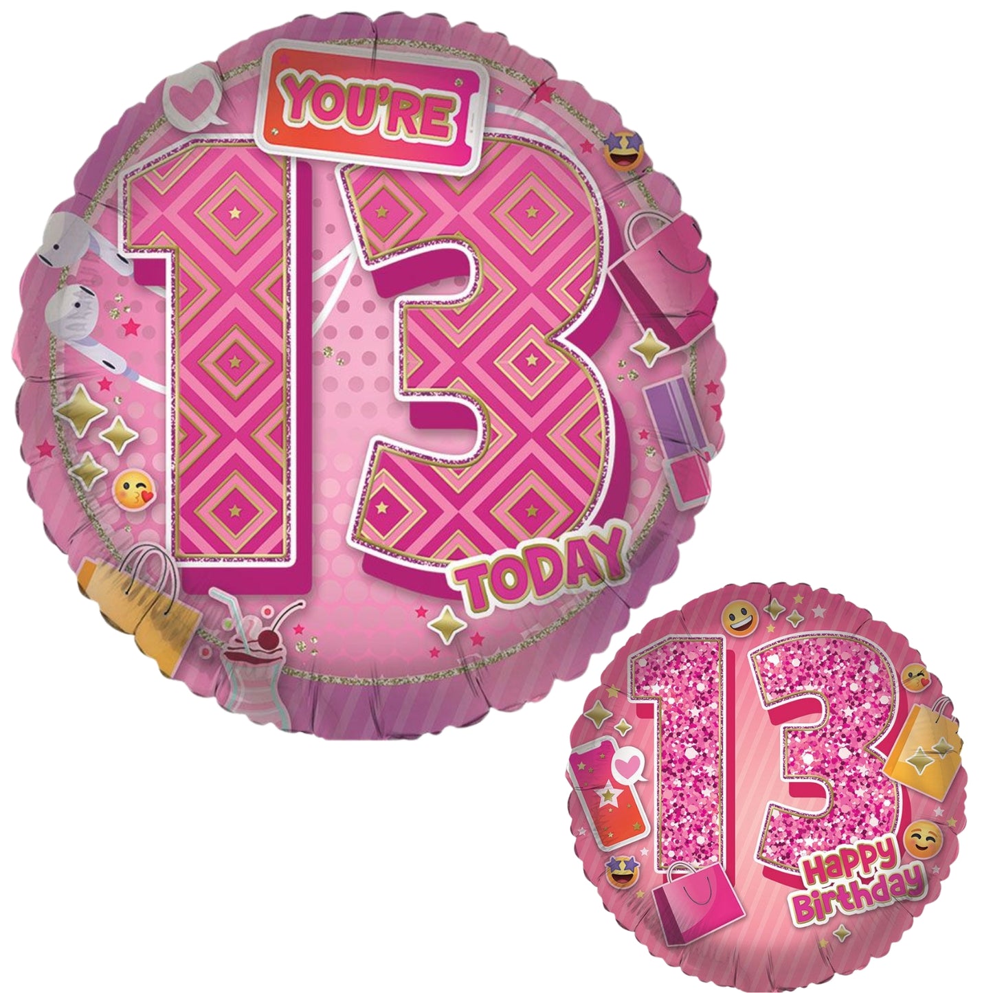 18"/ 46cm AGE 13 FEMALE DOUBLE-SIDED ROUND FOIL BALLOON
