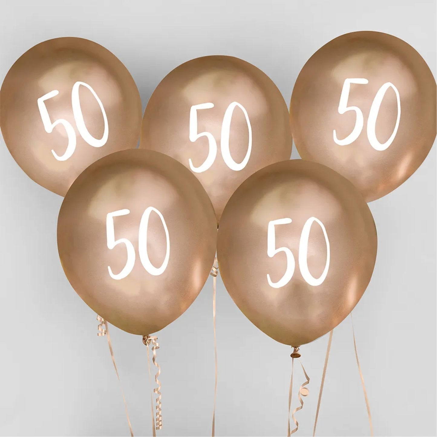 12"/ 30cm GOLD '50' 5 PACK LATEX BALLOONS