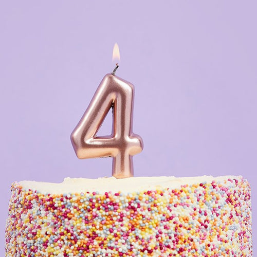 3"/ 8cm ROSE GOLD NUMBER '4' CANDLE