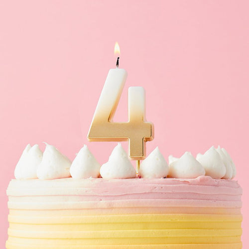 2.4"/ 6.2cm GOLD OMBRE NUMBER '4' CANDLE