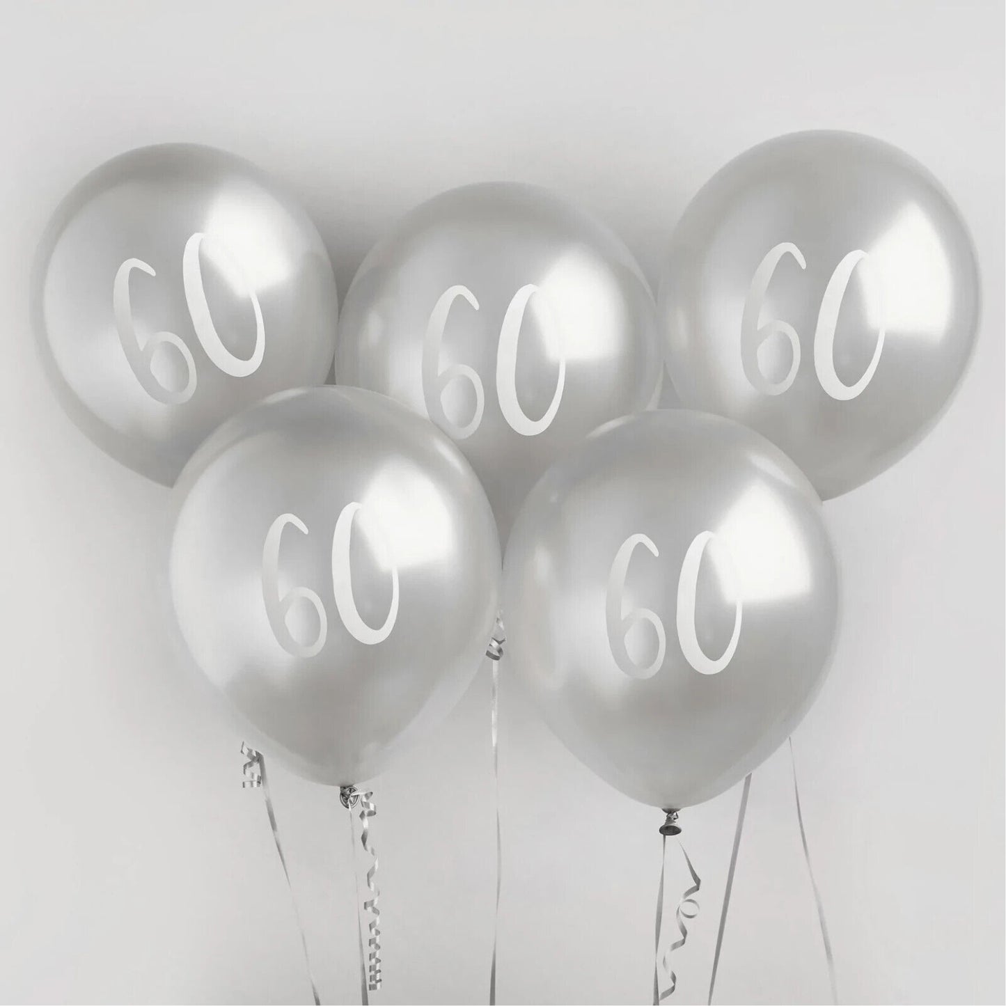 12"/ 30cm SILVER '50' 5 PACK LATEX BALLOONS