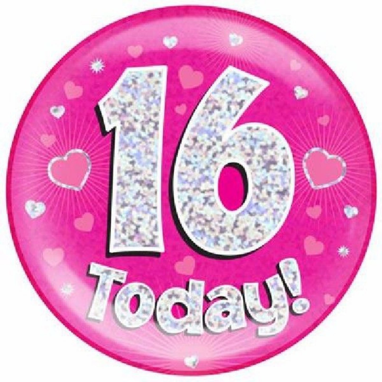 6"/ 14.5cm 16 TODAY PINK JUMBO BADGE