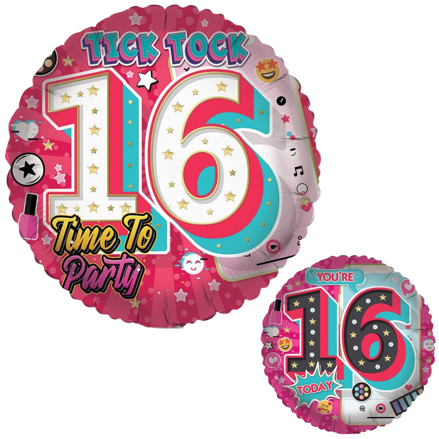 18"/ 46cm AGE 16 FEMALE DOUBLE-SIDED ROUND FOIL BALLOON