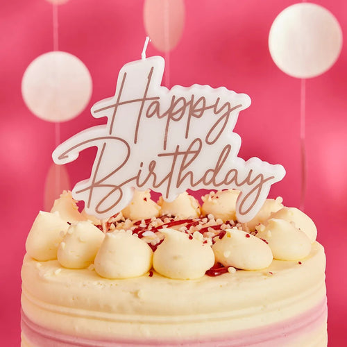 7"/ 18.5cm ROSE GOLD HAPPY BIRTHDAY CANDLE