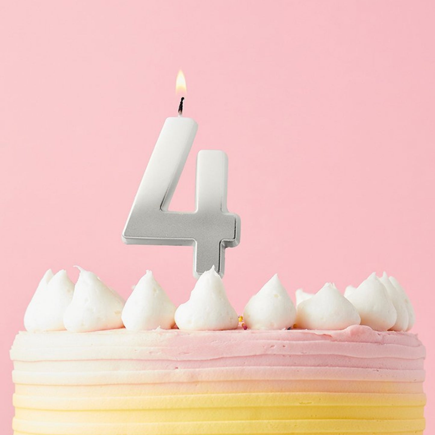 2.4"/ 6.2cm SILVER OMBRE NUMBER '4' CANDLE