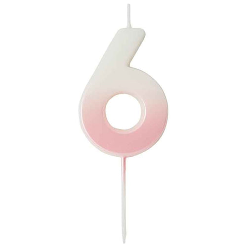 2.4"/ 6.2cm PINK OMBRE NUMBER '6' CANDLE