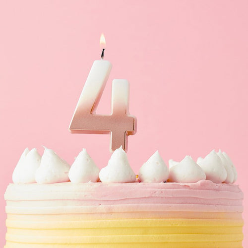 2.4"/ 6.2cm ROSE GOLD OMBRE NUMBER '4' CANDLE