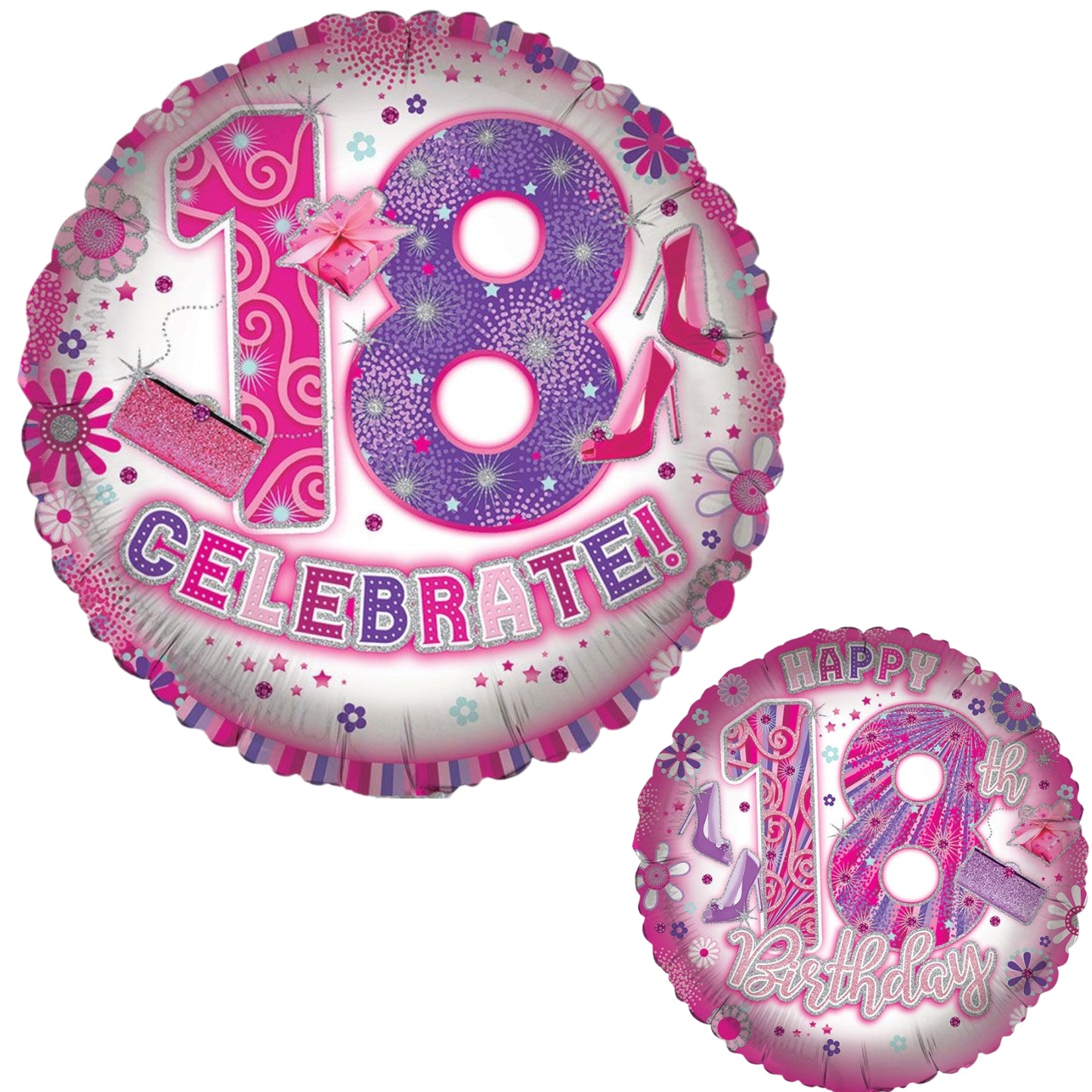 18"/ 46cm AGE 18 FEMALE DOUBLE-SIDED ROUND FOIL BALLOON
