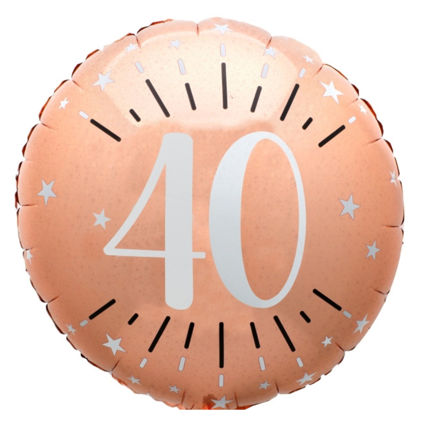 18"/ 46cm PINK GOLD WITH WHITE PRINT 40TH BIRTHDAY ROUND FOIL BALLOON