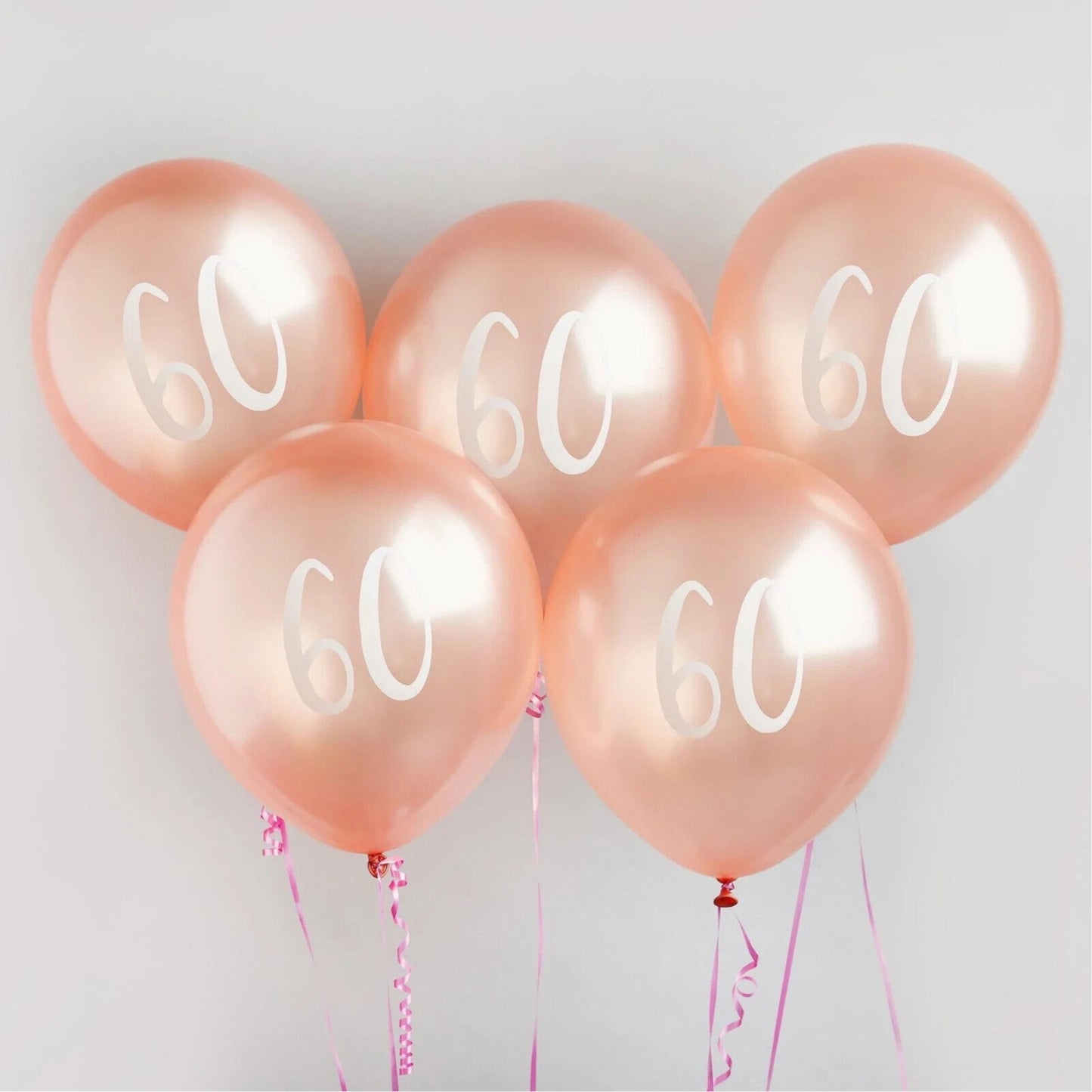 12"/ 30cm ROSE GOLD '60' 5 PACK LATEX BALLOONS