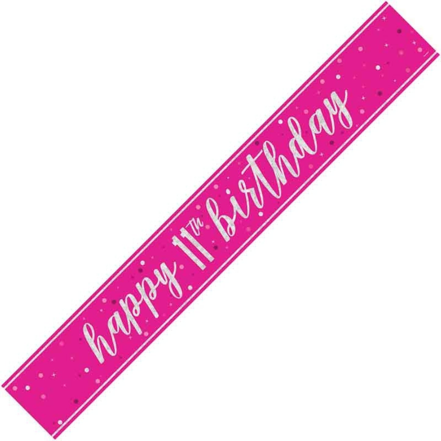 9ft / 2.7m GLITZ PINK 11TH BIRTHDAY BANNER