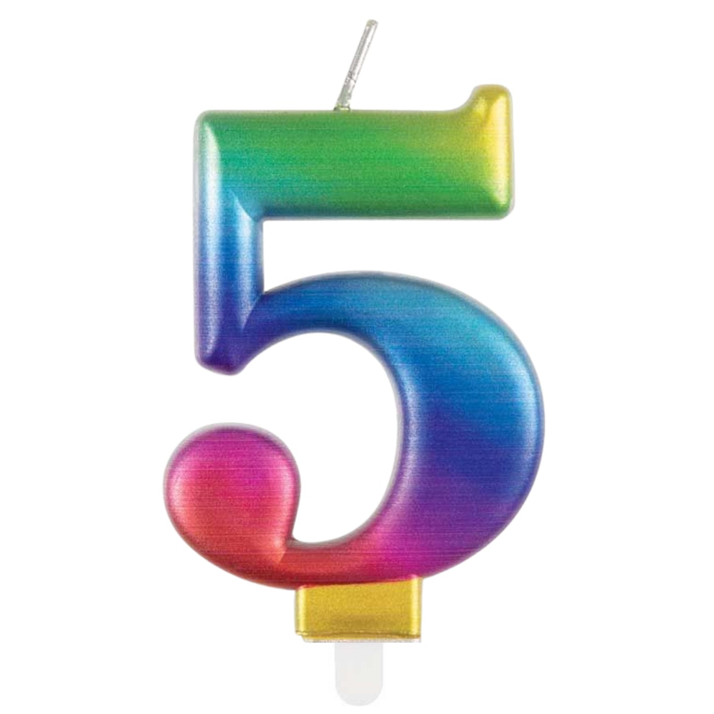 3.5"/ 8.5cm METALLIC RAINBOW NUMBER '5' BIRTHDAY CANDLE