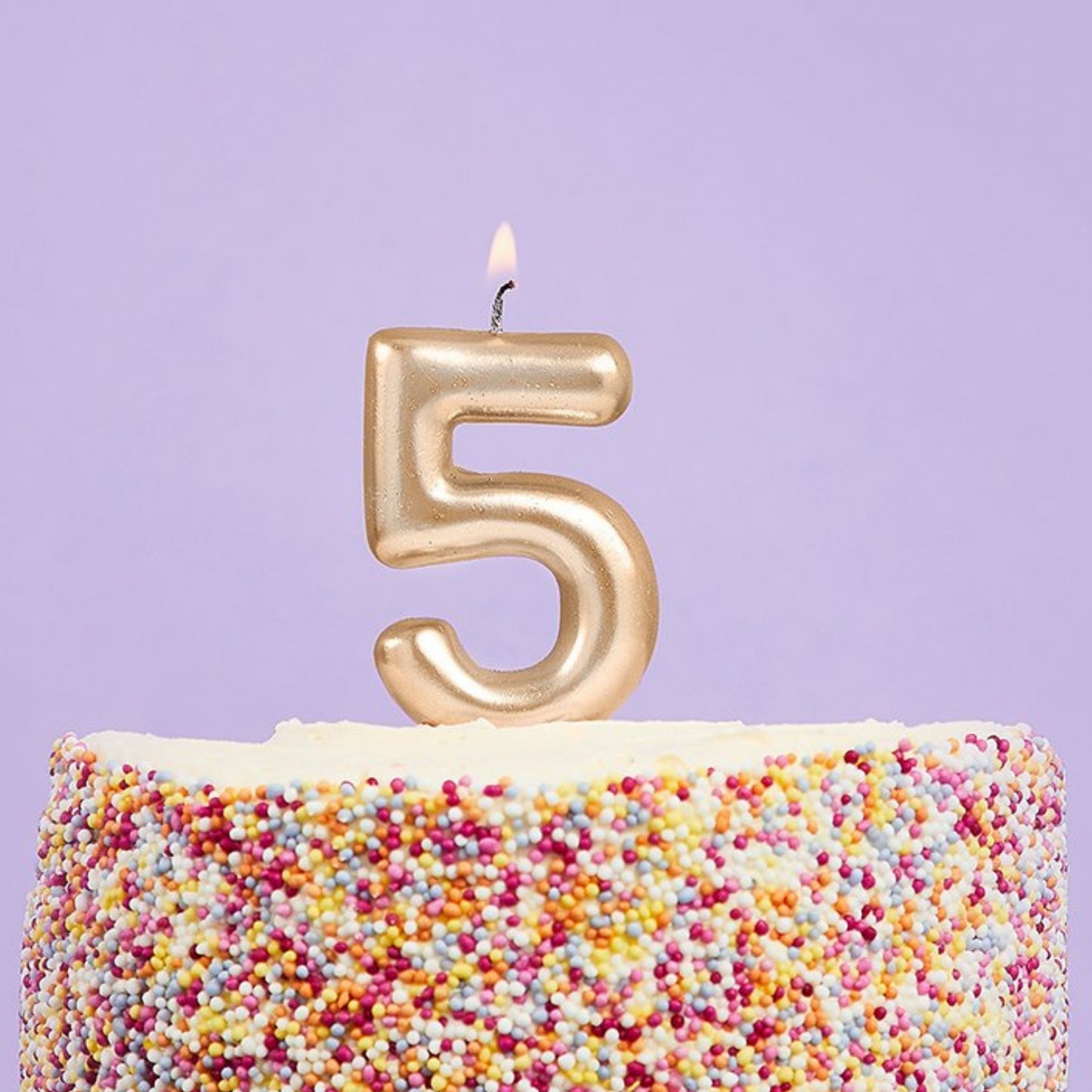 3"/ 8cm GOLD NUMBER '5' CANDLE