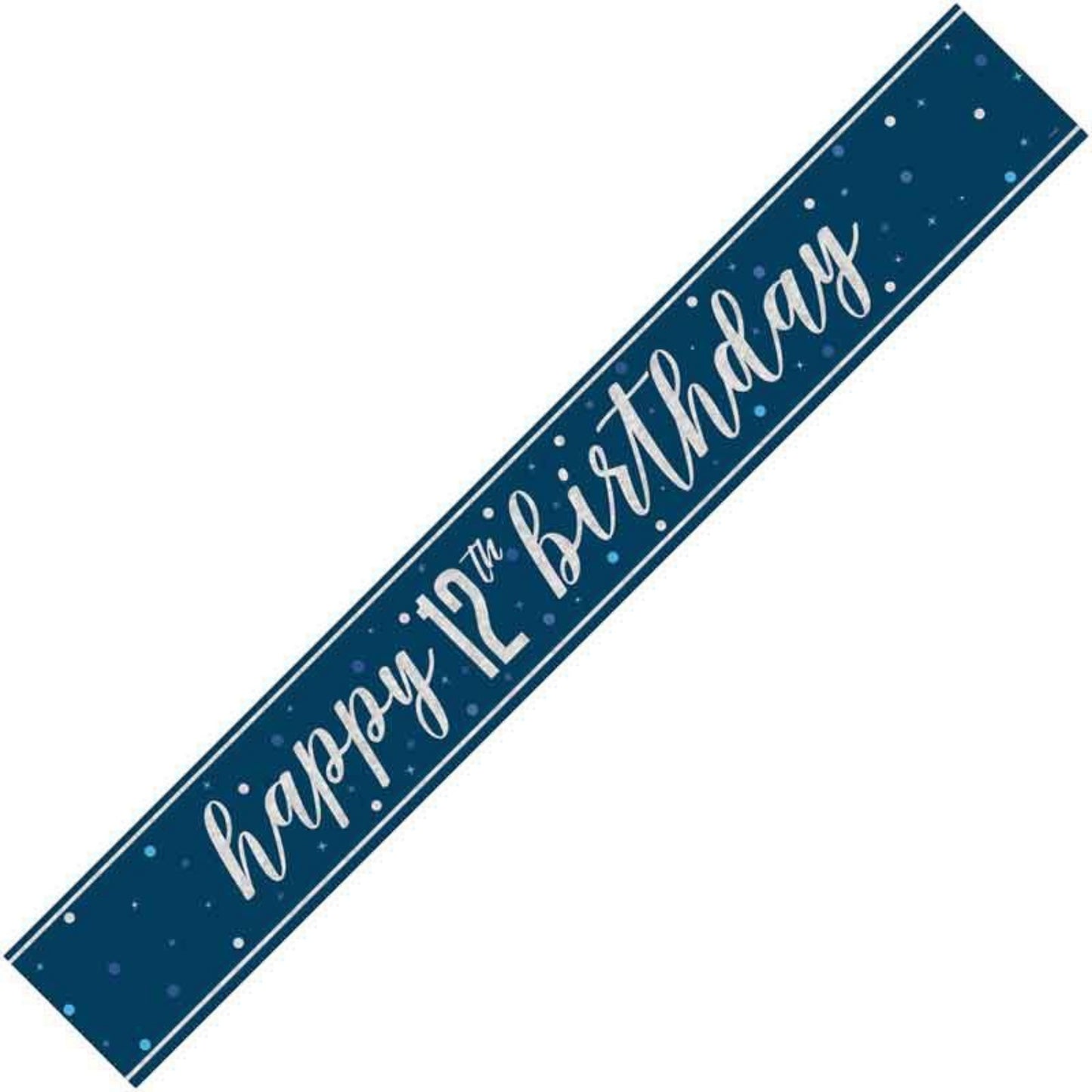 9ft / 2.7m GLITZ BLUE 12TH BIRTHDAY BANNER