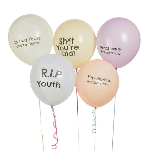 12"/ 30cm CHEEKY BIRTHDAY 5 PACK LATEX BALLOONS