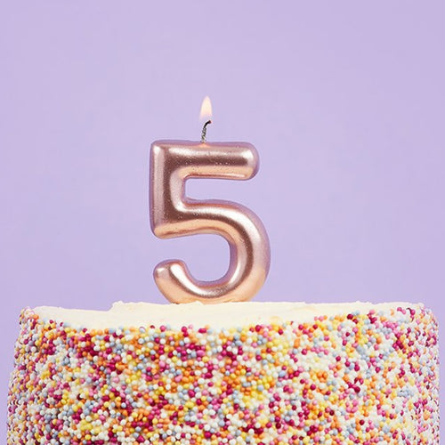 3"/ 8cm ROSE GOLD NUMBER '5' CANDLE
