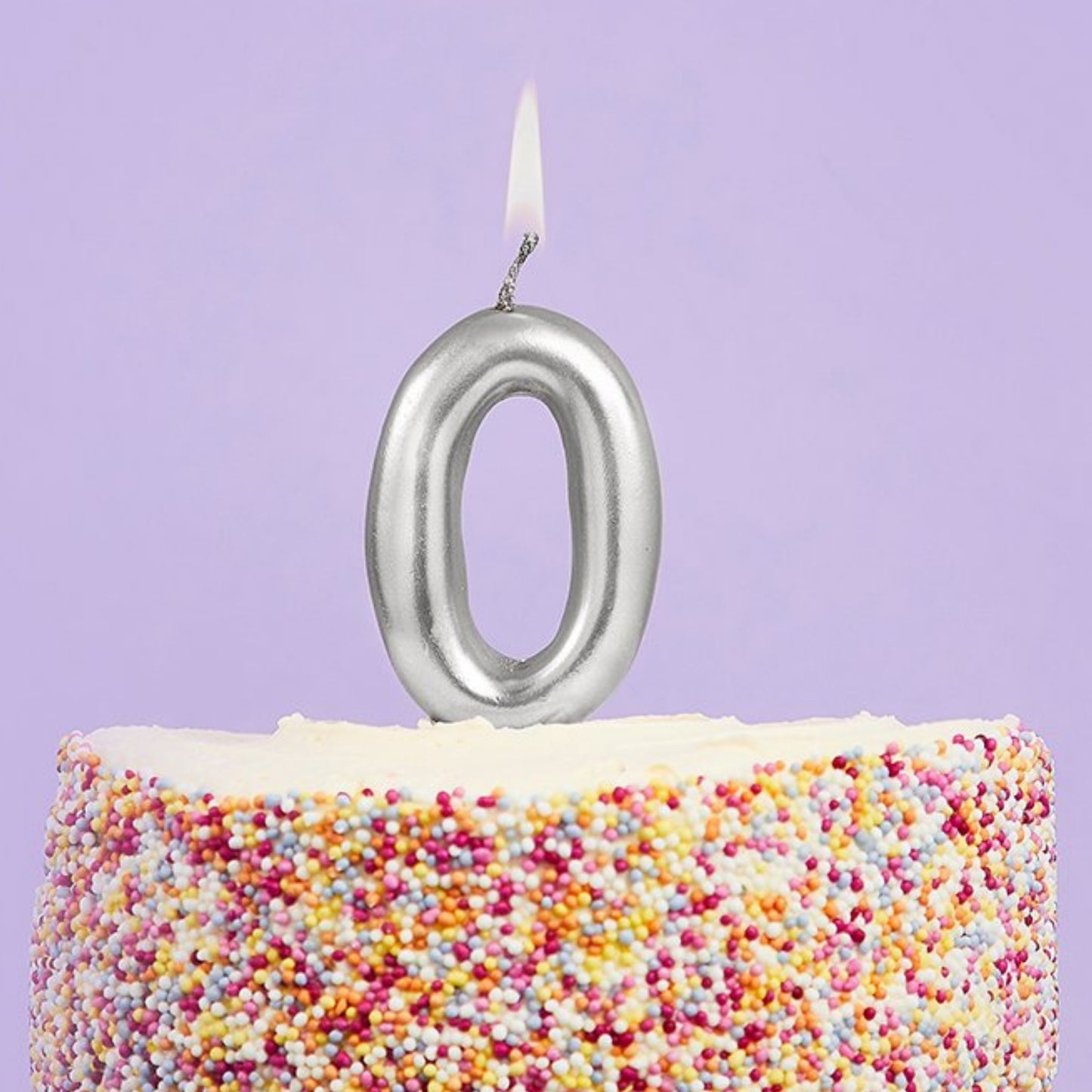 3"/ 8cm SILVER NUMBER '0' CANDLE