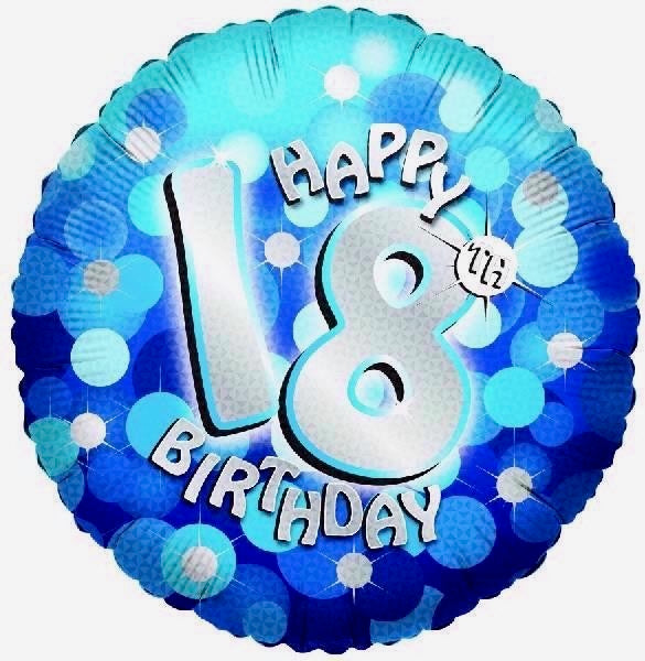 18"/ 46cm SPARKLE BLUE HAPPY 18TH BIRTHDAY ROUND FOIL BALLOON